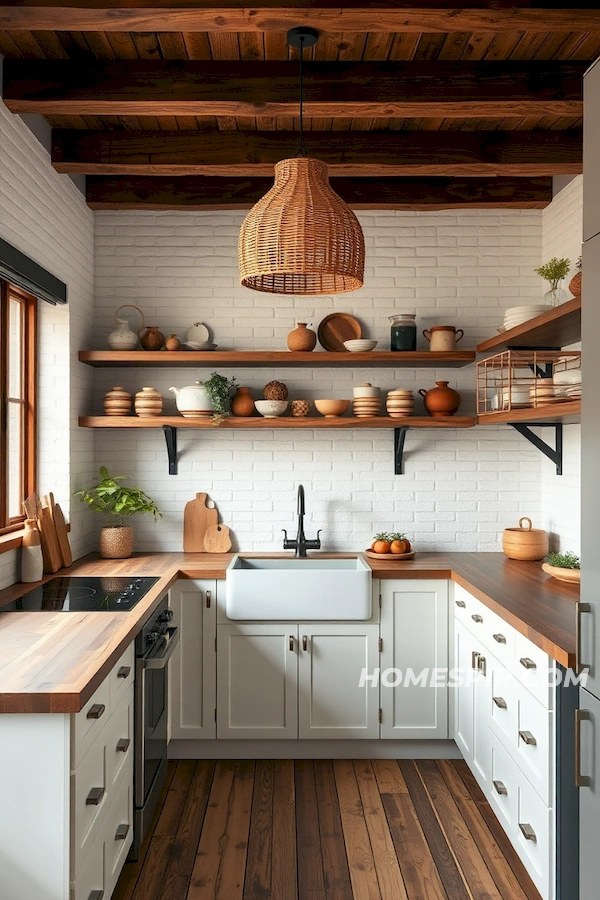 Inviting Boho Kitchen Featuring Natural Wood Textures