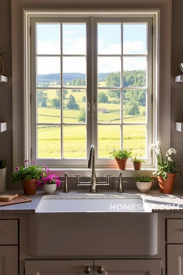 Inviting Farmhouse Sink with Herb Decor