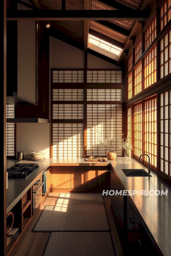 Inviting Japanese Kitchen with Natural Sh?ji Light