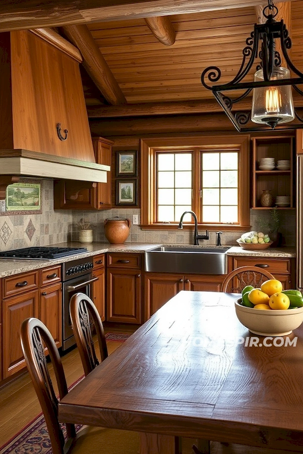 Ironwork Fixtures in Artisanal Kitchen