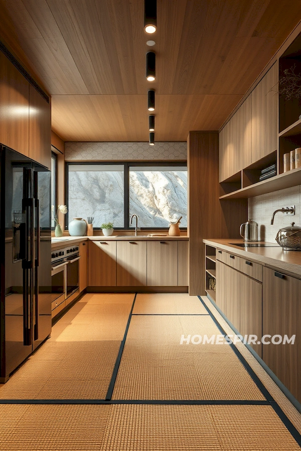 Japanese Kitchen with Tatami Texture Blend