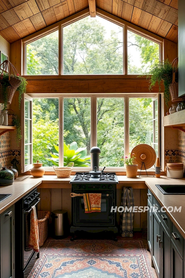 Kitchen with Garden View and Eclectic Decor