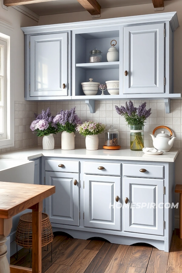 Lavender Accents in Artistic French Country Kitchen