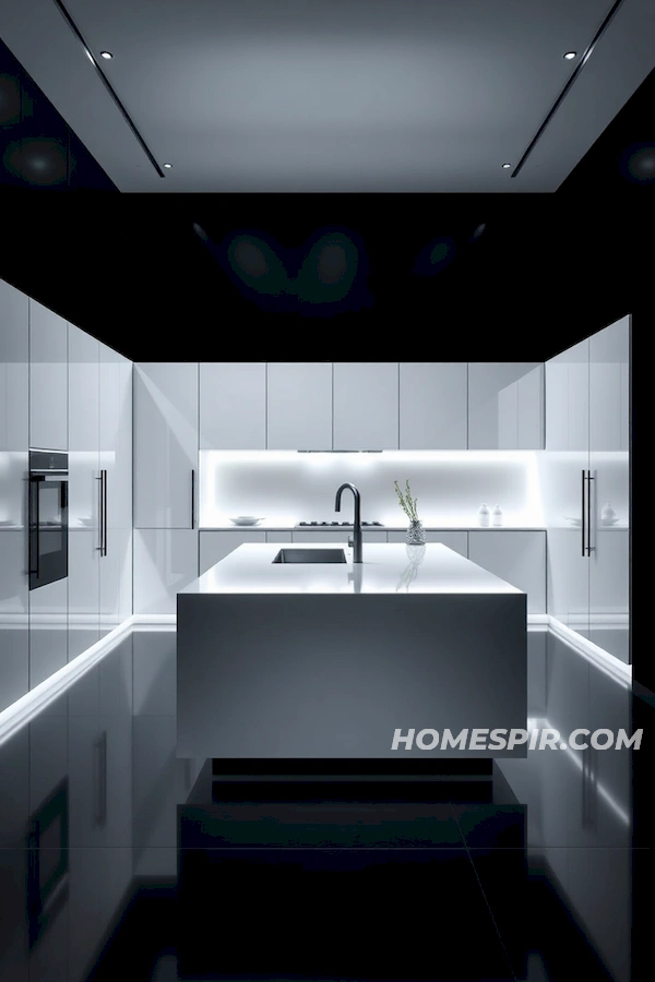 LED Lighting Accentuating Gloss White Cabinets