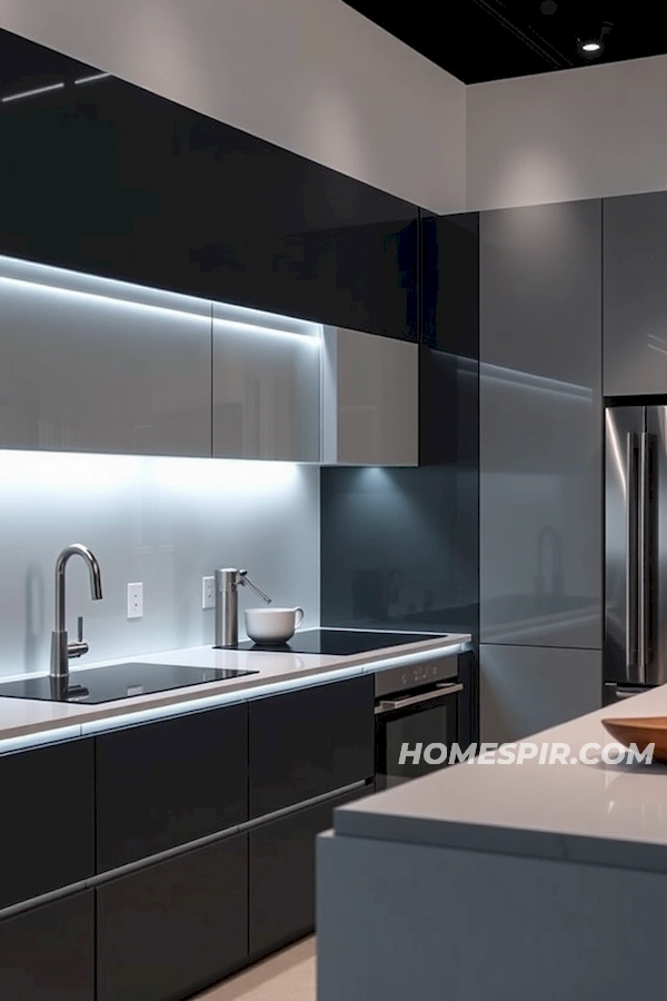 LED Lighting in Ultra-Modern Minimalist Kitchen