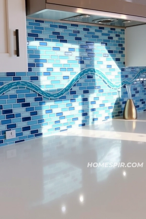 Light Reflecting Ocean Wave Backsplash