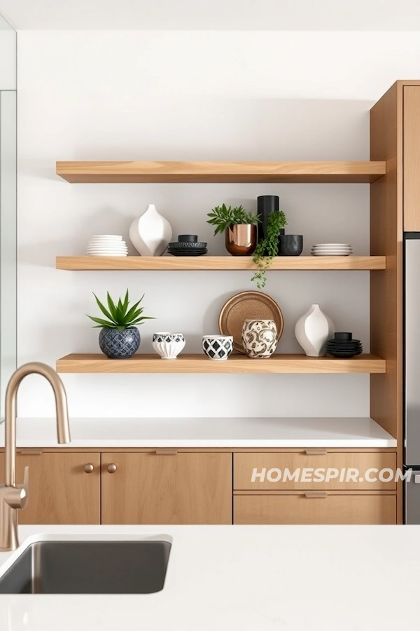 Light Timber Shelving with Art Deco Ceramics