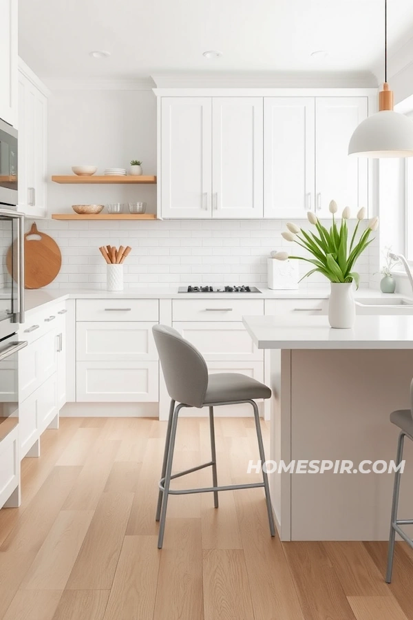 Light Wood Flooring in Sleek Scandinavian Kitchen