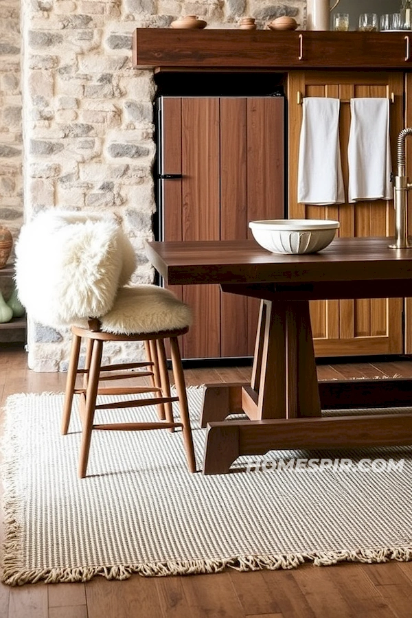 Linen Towels and Stone Walls Blending Calmness