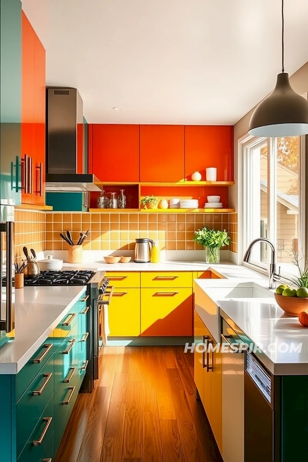 Lively Retro Mid-Century Kitchen Interiors