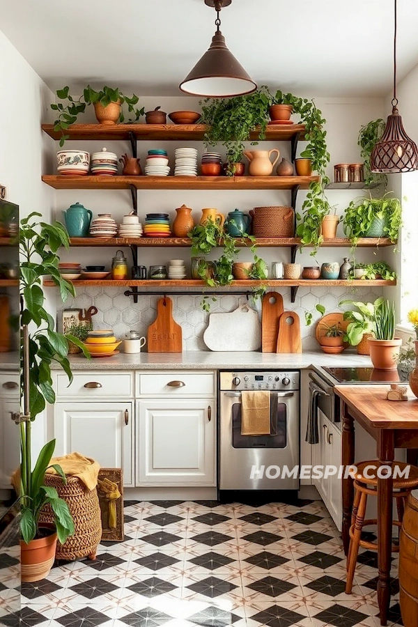 Lush Greenery in Boho Kitchen