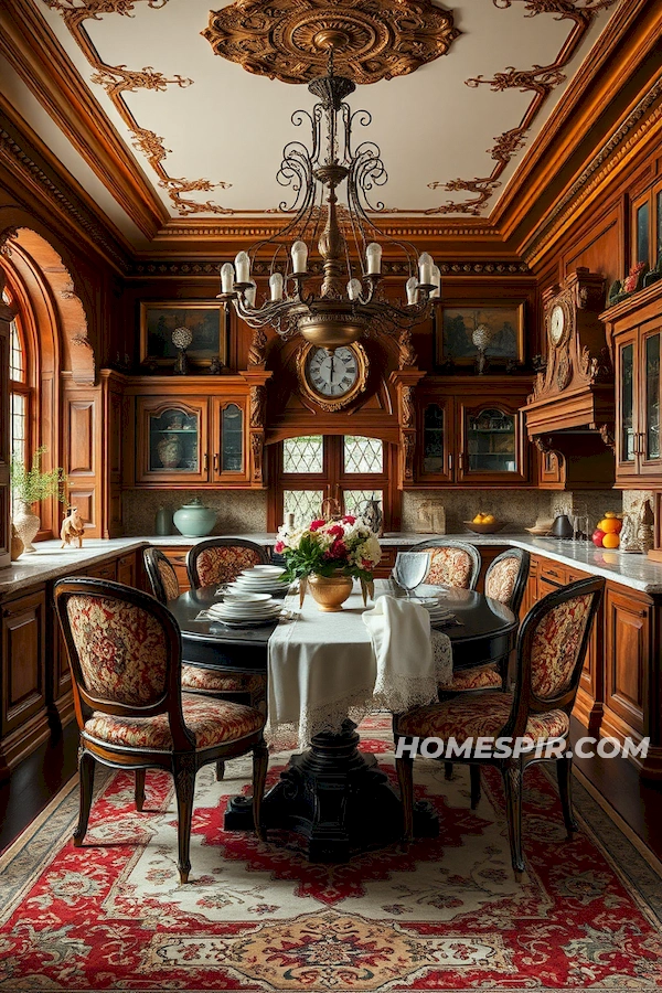 Luxurious Chandelier in Vintage Dining Room