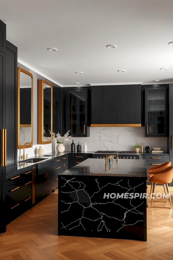 Luxurious Dark Cabinetry in Mid-Century Kitchen