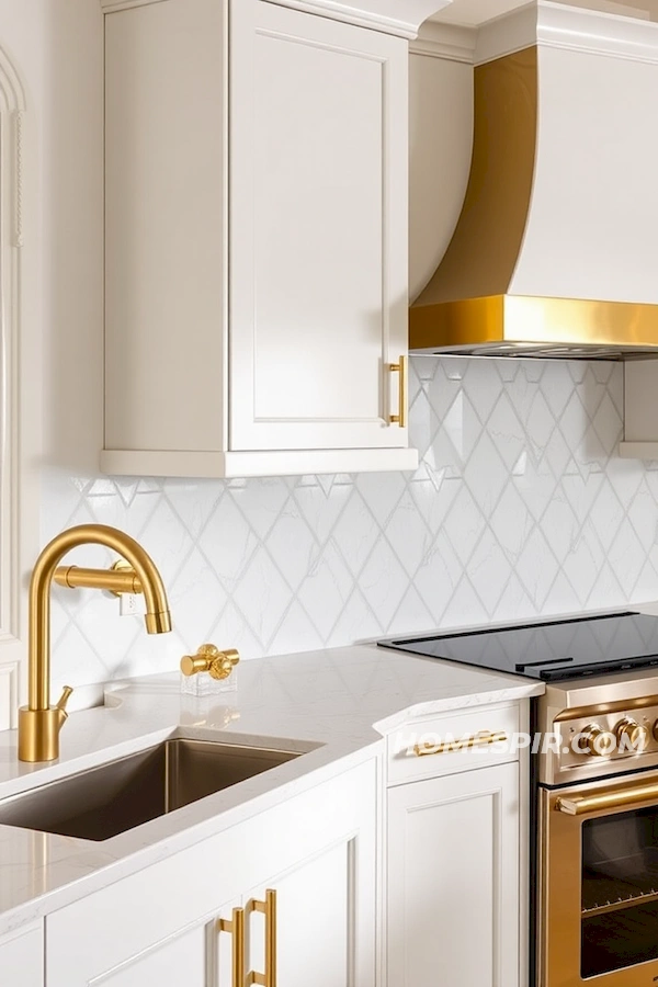 Luxurious Gold Metallic Fixtures in Modern Kitchen