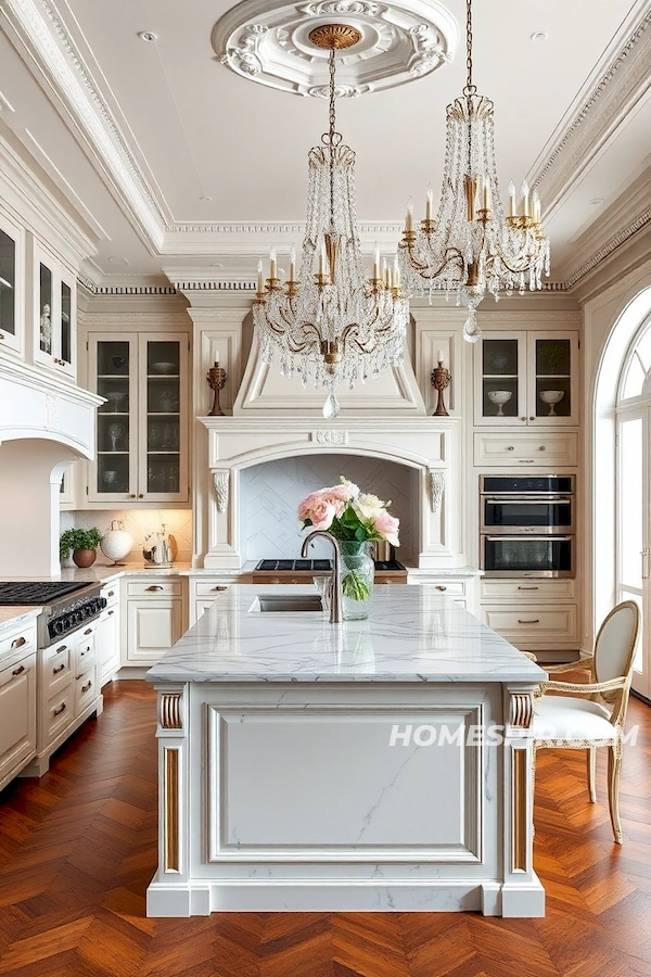 Luxurious Marble in French Vintage Kitchen