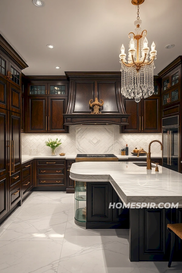 Luxurious Modern Kitchen with Dark Wood Glam