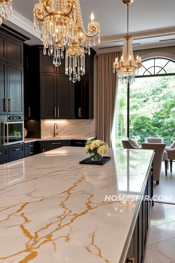 Luxury Kitchen with Crystal Chandeliers