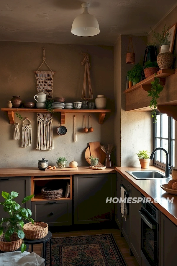 Macramé and Ceramics in Textured Boho Kitchen