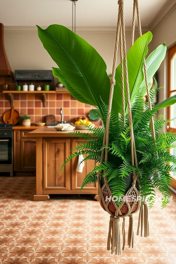 Macrame and Plants in Boho Kitchen