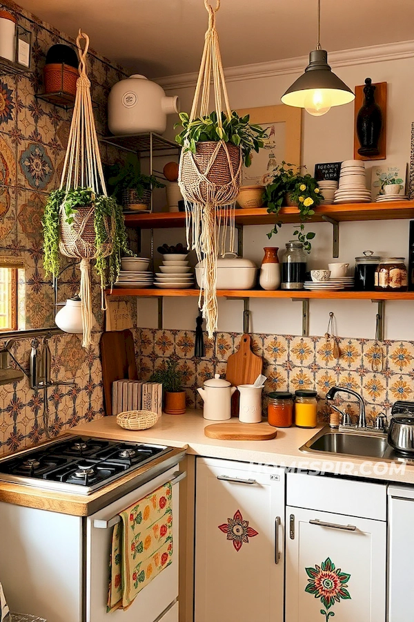 Macramé and Vintage in Studio Kitchen