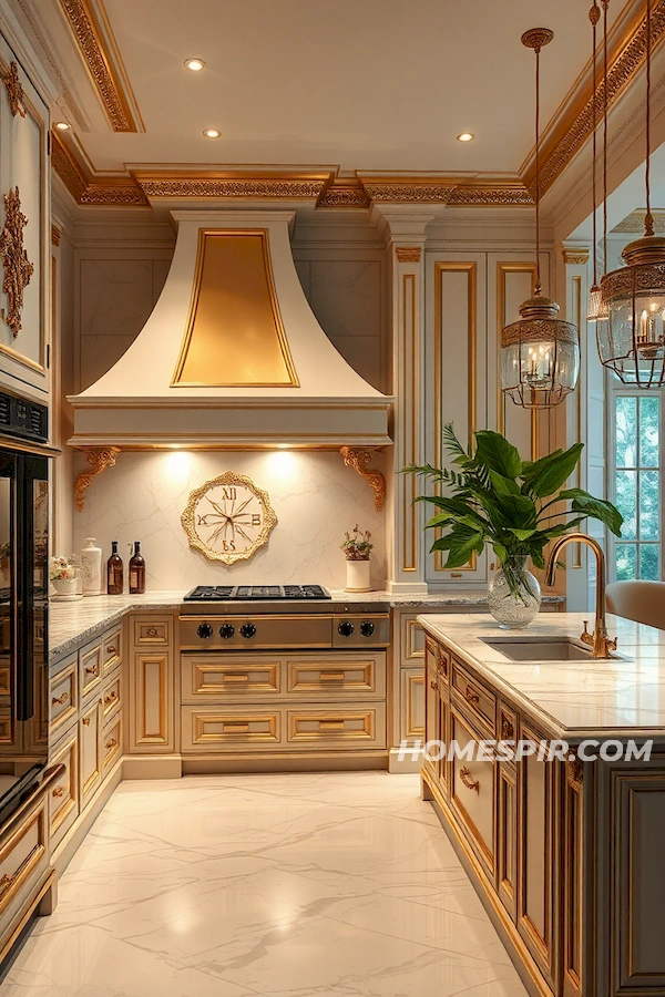 Majestic Gold and Marble Kitchen Design