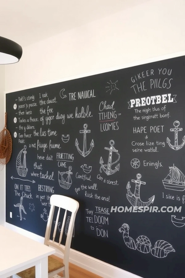 Maritime Chalkboard Wall in Nautical Kitchen