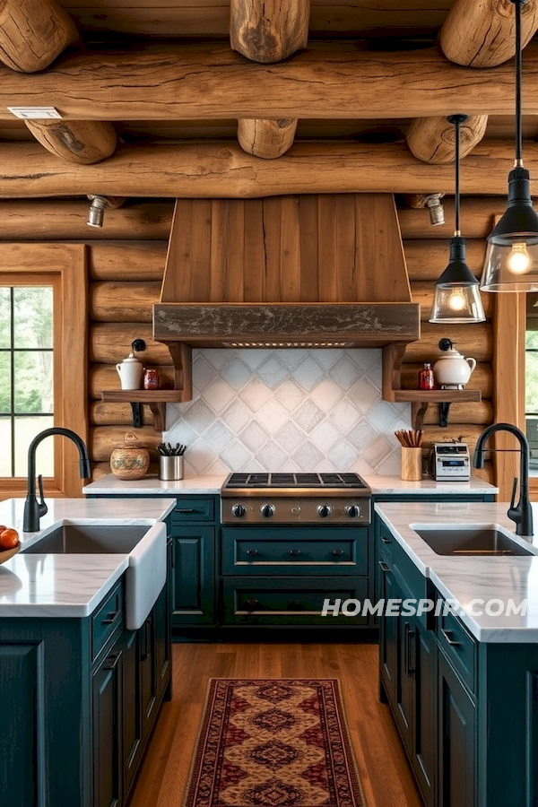 Matte Black Fixtures in Log Home