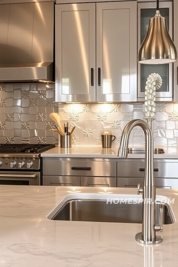 Metallic Accents in Modern Deco Kitchen