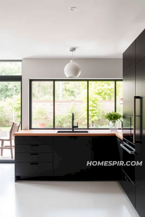 Minimalist Black and Walnut Kitchen Design