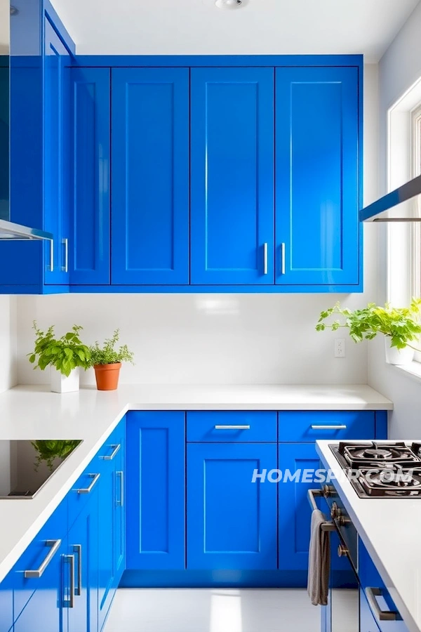 Minimalist Kitchen with Bold Blue Accents