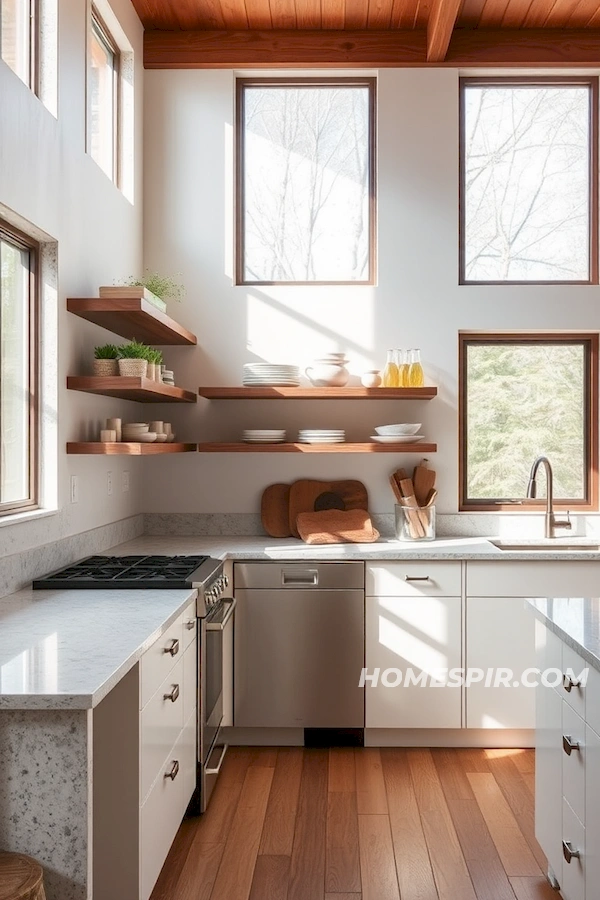 Minimalist White Cabinetry Mid Century Feel