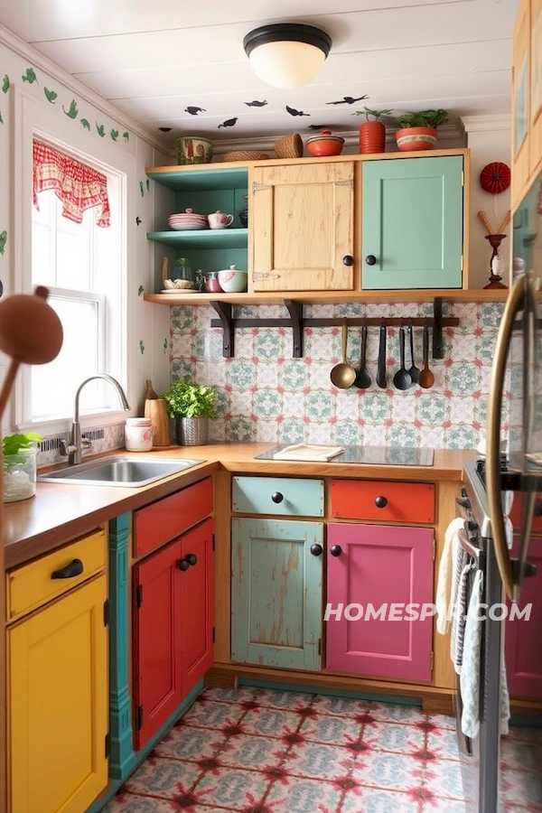 Mismatched Cabinets for Whimsical Design