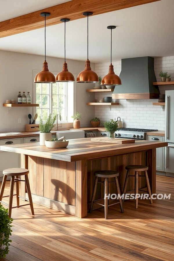 Mismatched Stools in Reclaimed Wood Kitchen