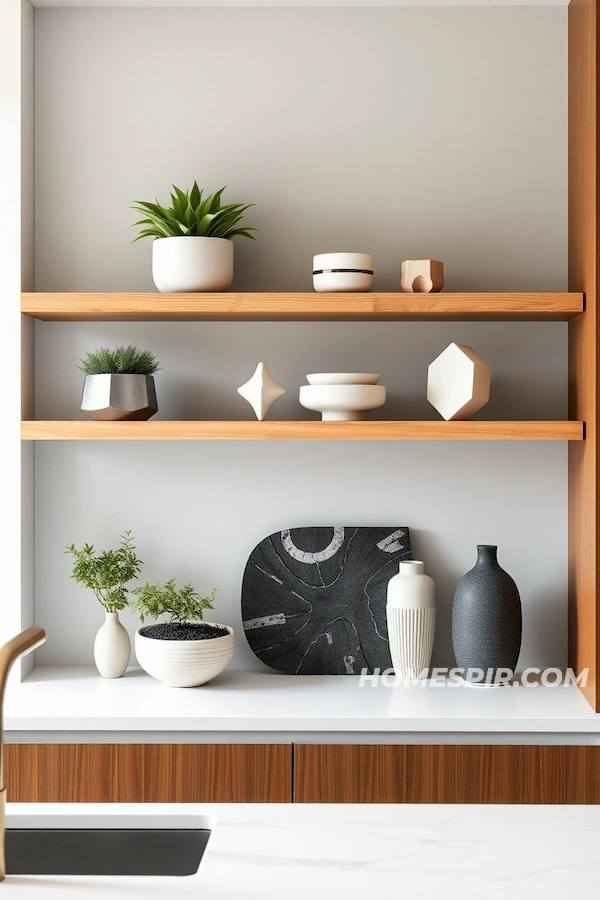 Modern Kitchen with Floating Timber Shelves