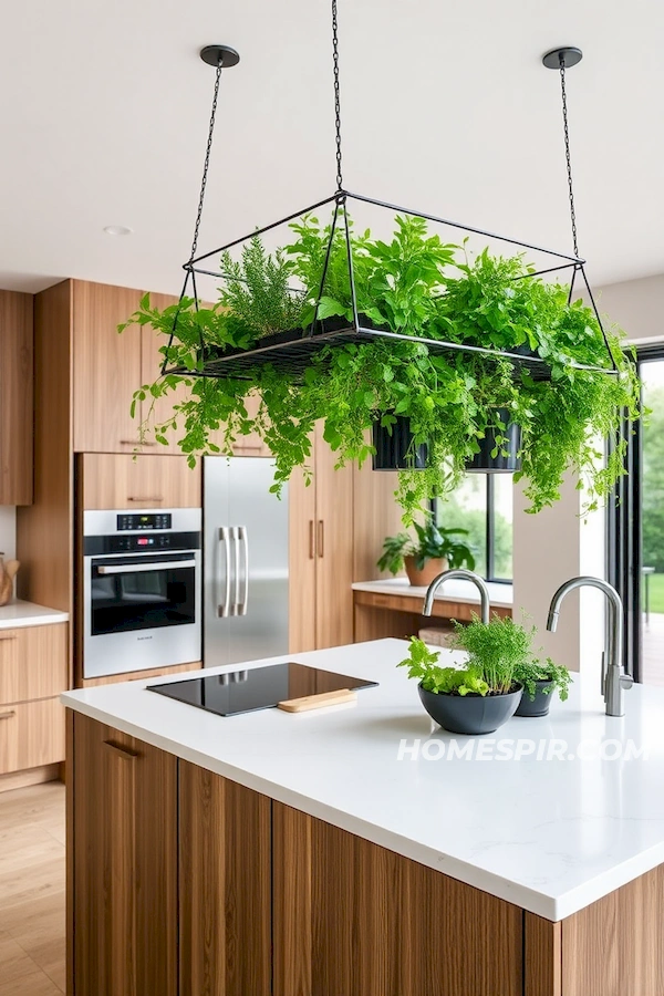 Modern Kitchen with Green Herb Garden