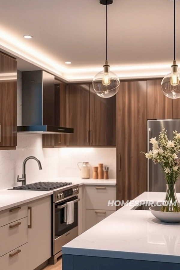 Modern Kitchen with LED Lighting Features