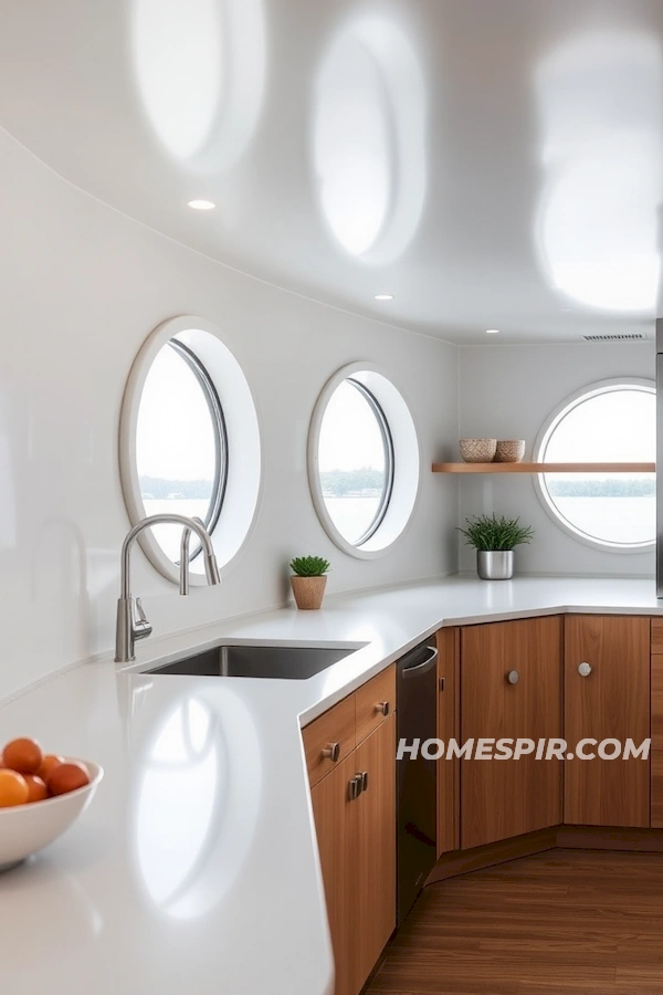 Modern Kitchen with Porthole Window Accents