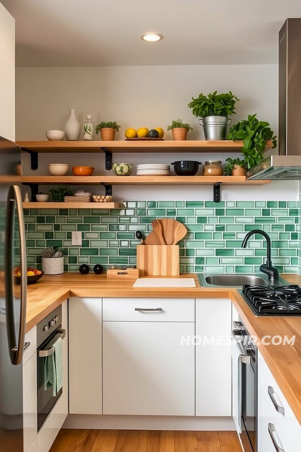 Modern Kitchen with Recycled Glass Backsplash