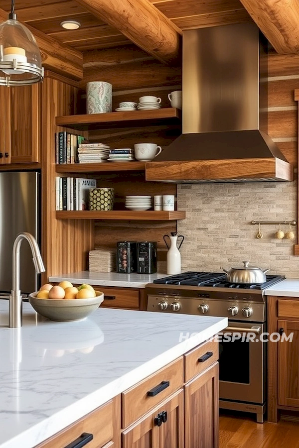 Modern Meets Rustic Log Home Kitchen