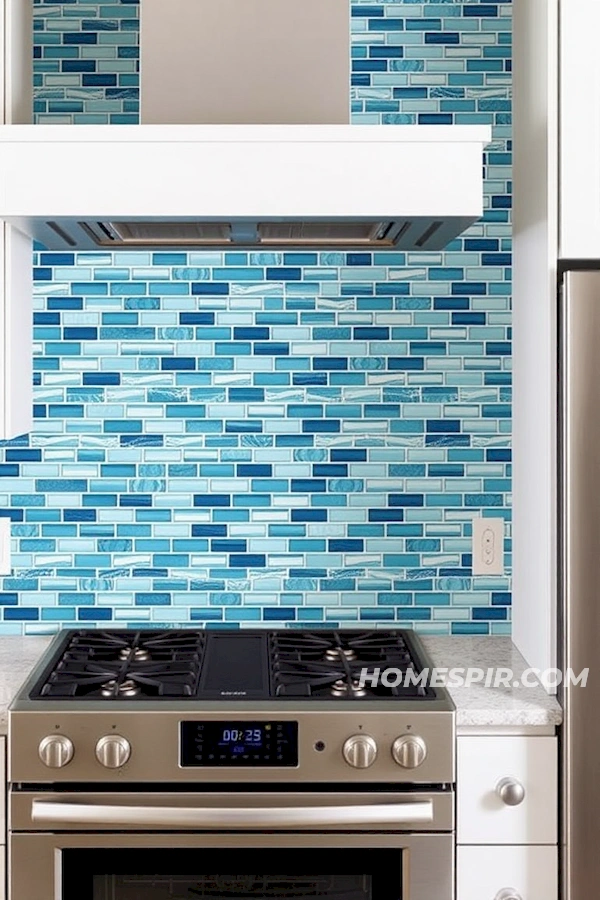 Modern Ocean Inspired Mosaic Tile Backsplash