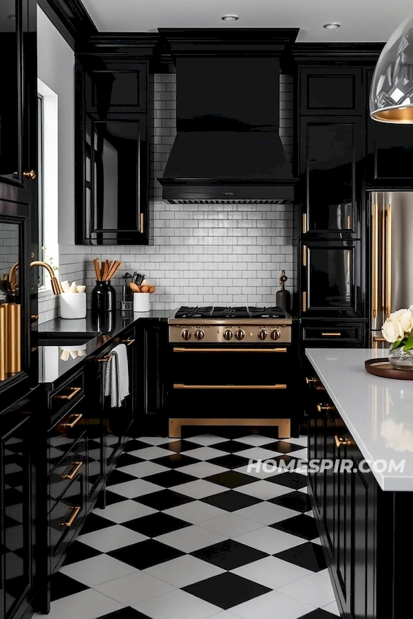 Modern Twist on Classic Checkered Kitchen Floor