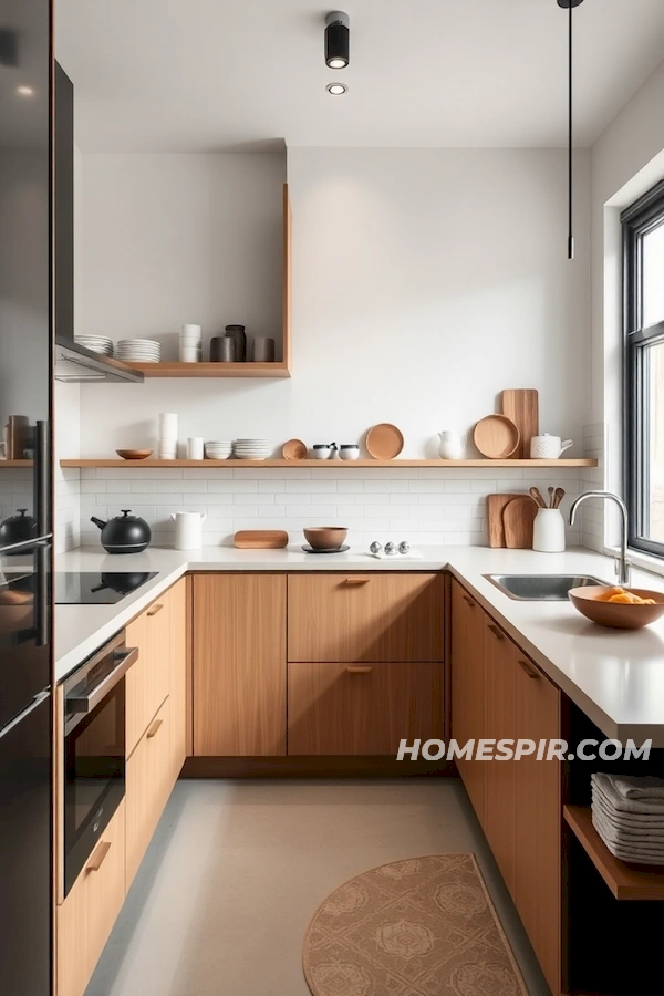 Mono Chic Japanese Kitchen with Open Shelving