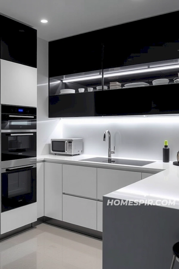 Monochromatic Kitchen with Innovative Breakfast Bar