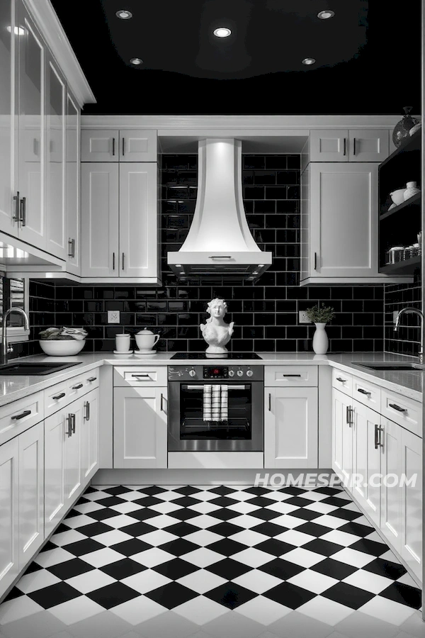 Monochrome Boldness in Deco Kitchen