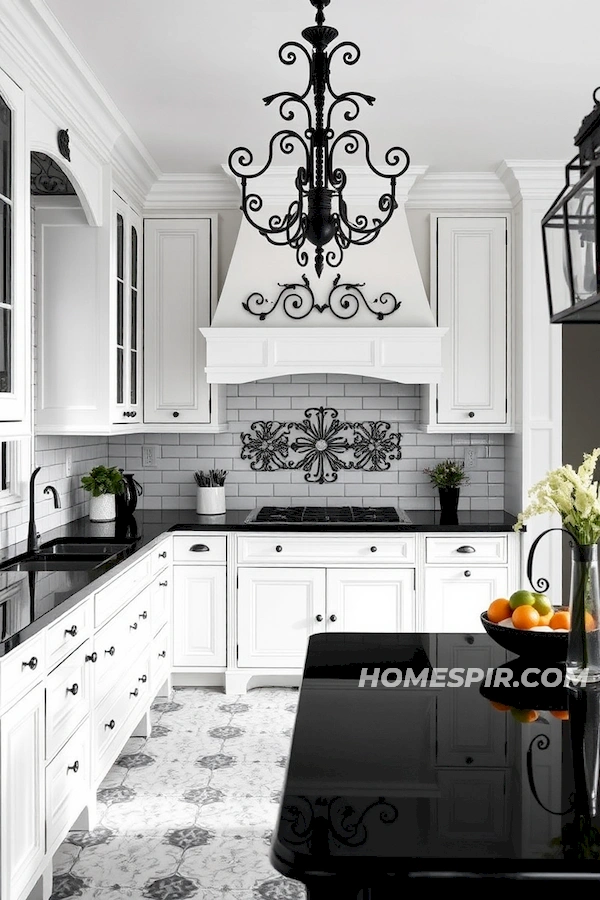 Monochrome Elegance in Stylish French Kitchen