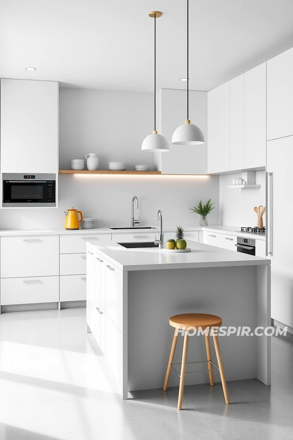 Monochrome Kitchen with Color Highlights