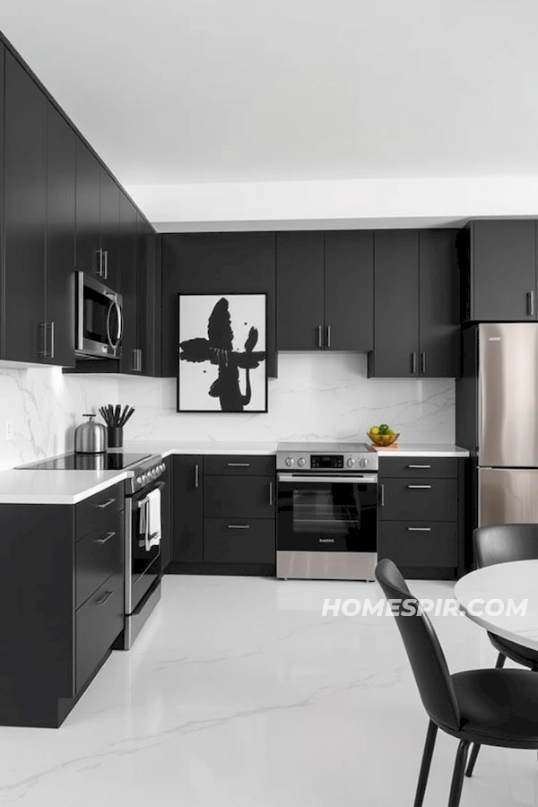 Monochrome Kitchen with Stainless Steel Highlights