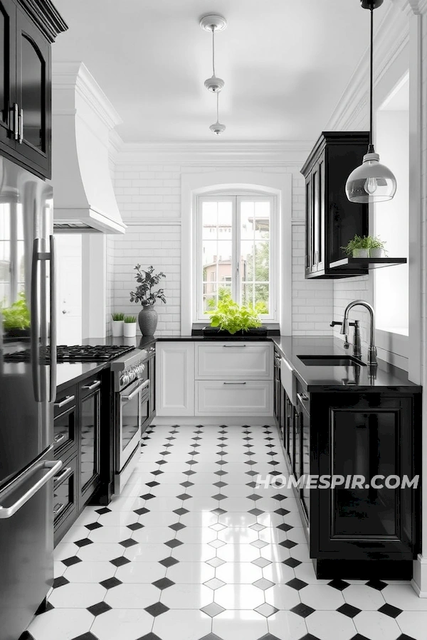 Monochrome Palette in Modern French Kitchen