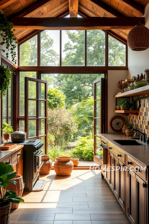 Mosaic Art Backsplash in Boho Kitchen