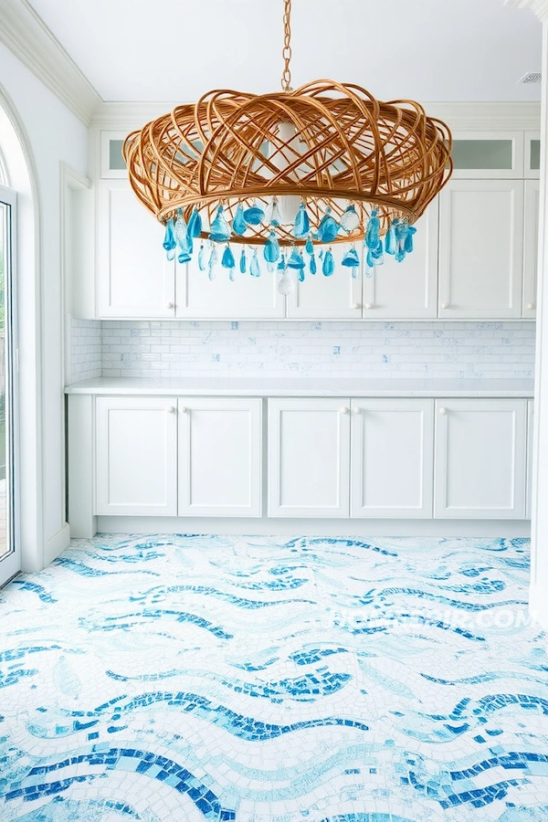 Mosaic Tiles Echoing Ocean Waves